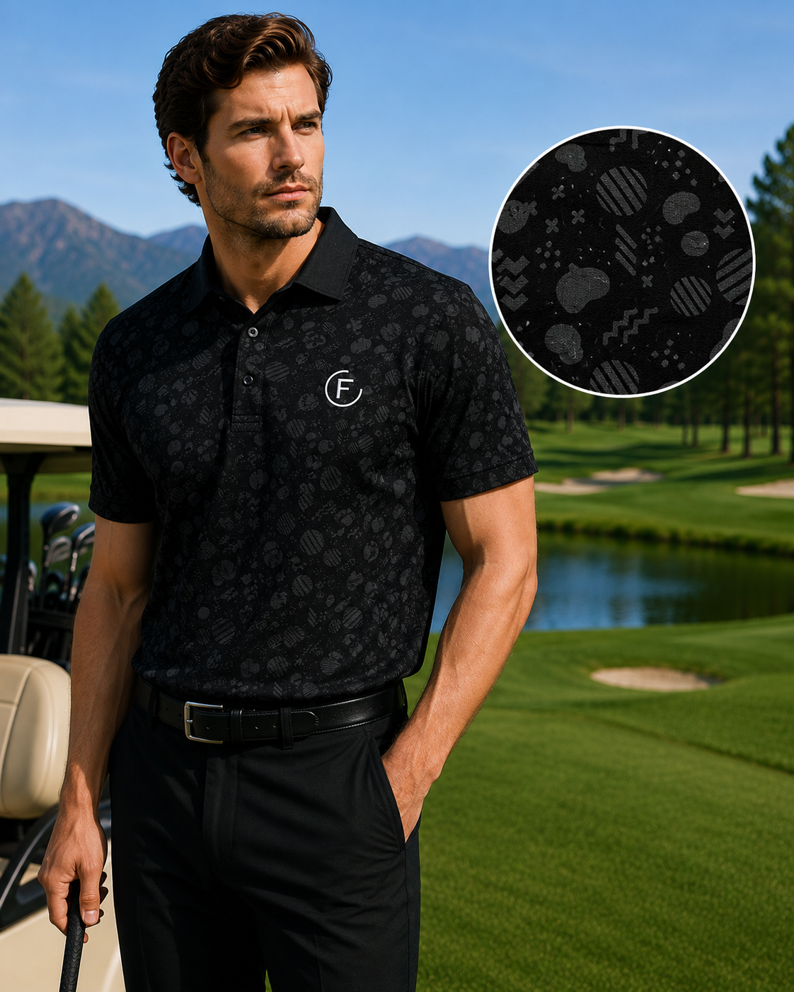 Funky Golf Night Shift Polo — Organic Black