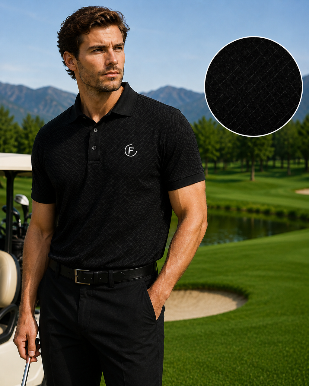 Funky Golf Night Shift Polo — Organic Black