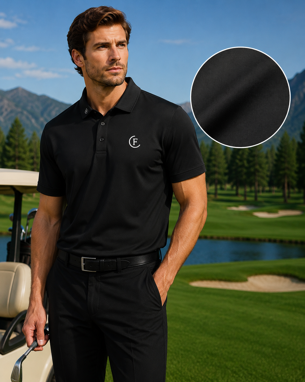 Funky Golf Night Shift Polo — Organic Black