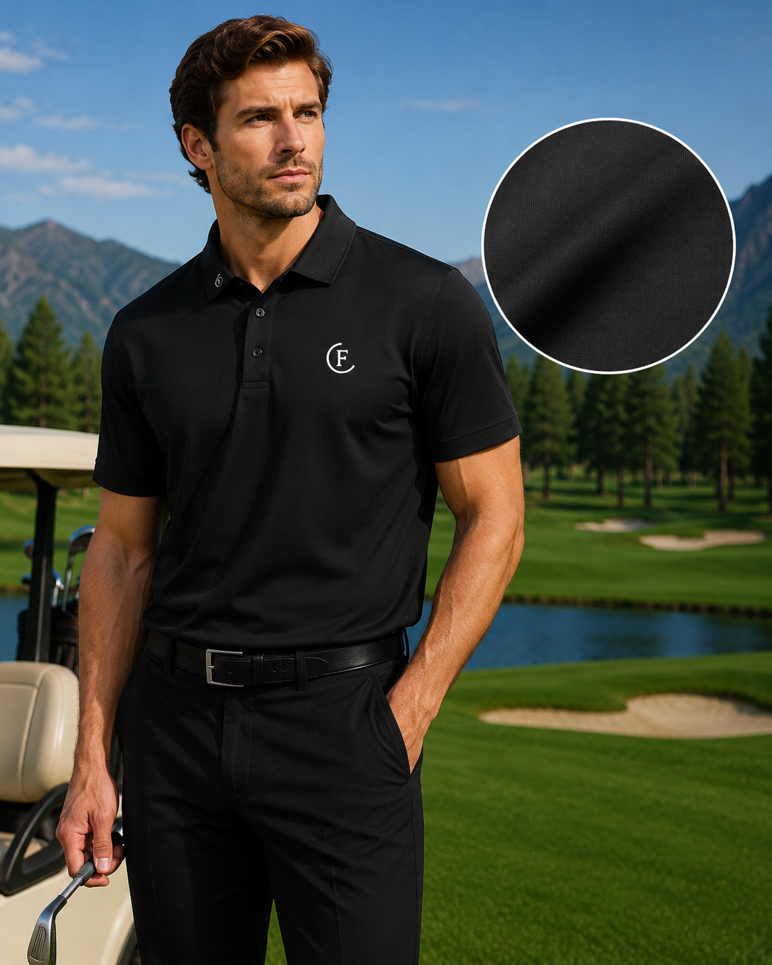 Funky Golf Night Shift Polo — Organic Black