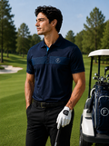 Funky Golf Hex Collection Polo — Navy