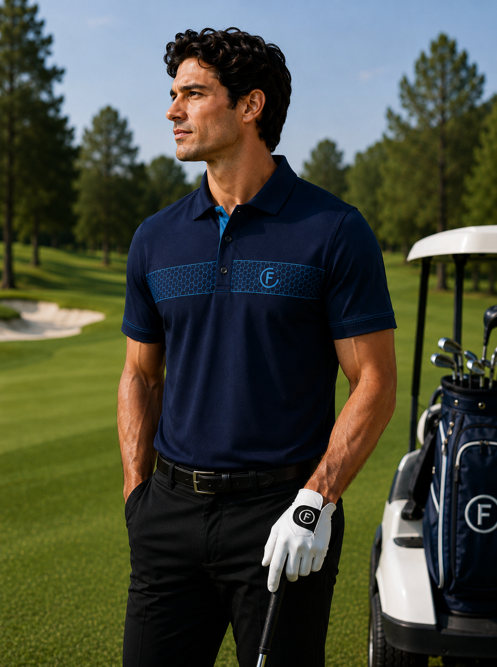 Funky Golf Hex Collection Polo — Black