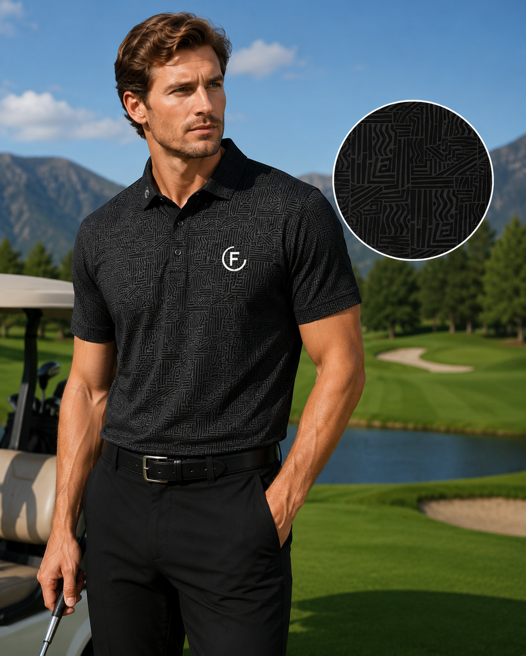 Funky Golf Night Shift Polo — Organic Black