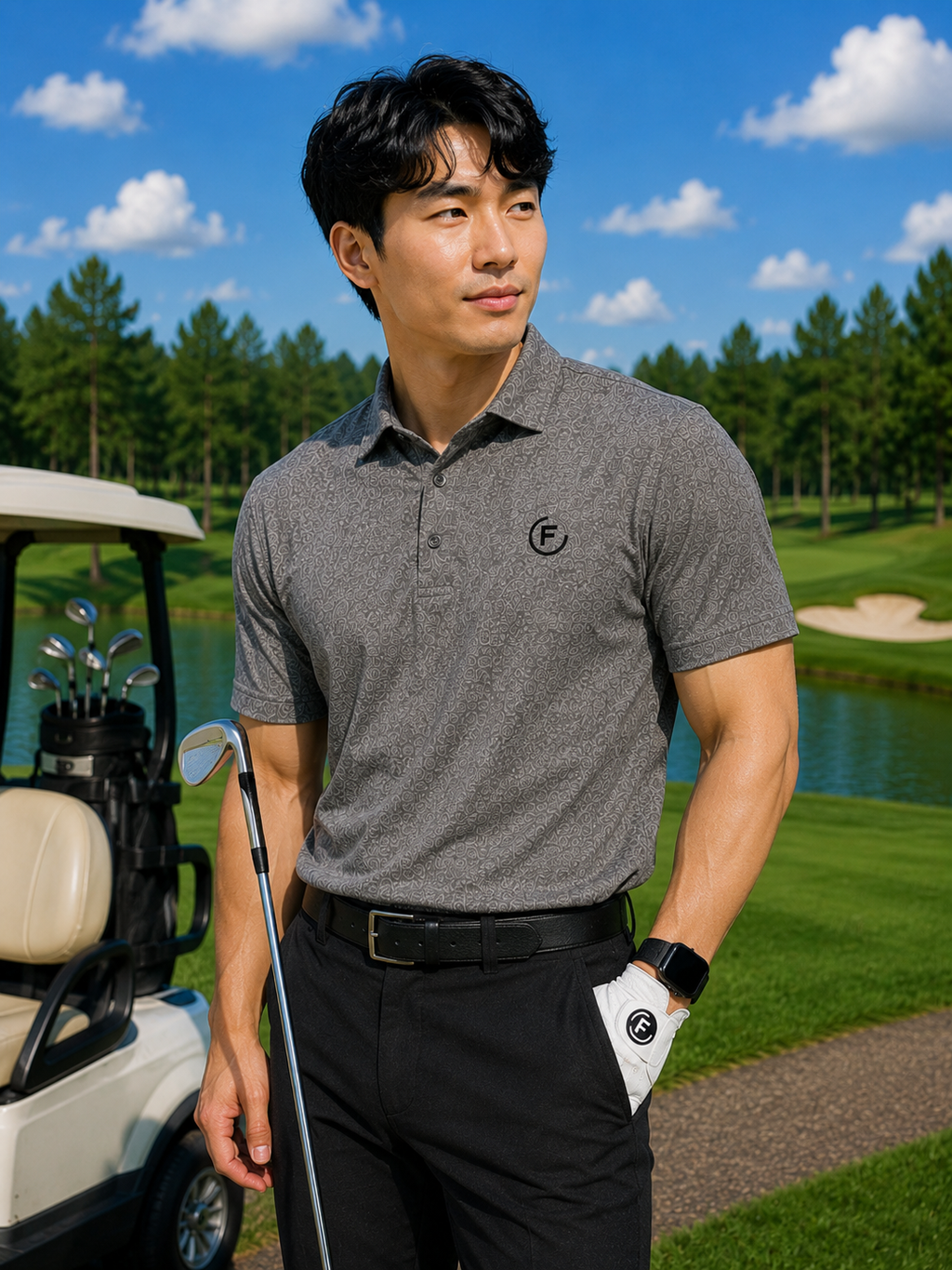 Funky Golf Paisley Elite Polo — Blue