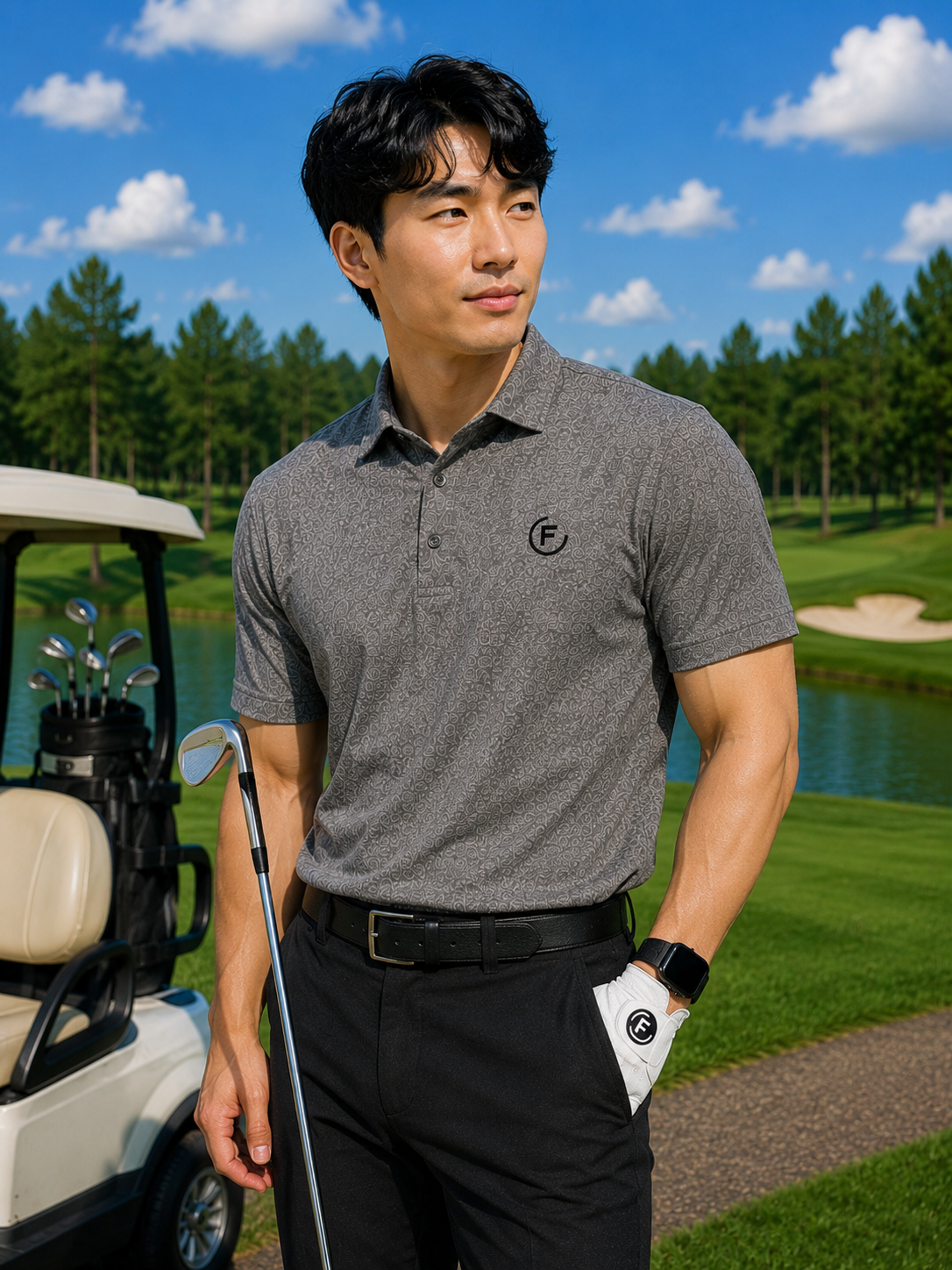 Funky Golf Paisley Elite Polo — Blue