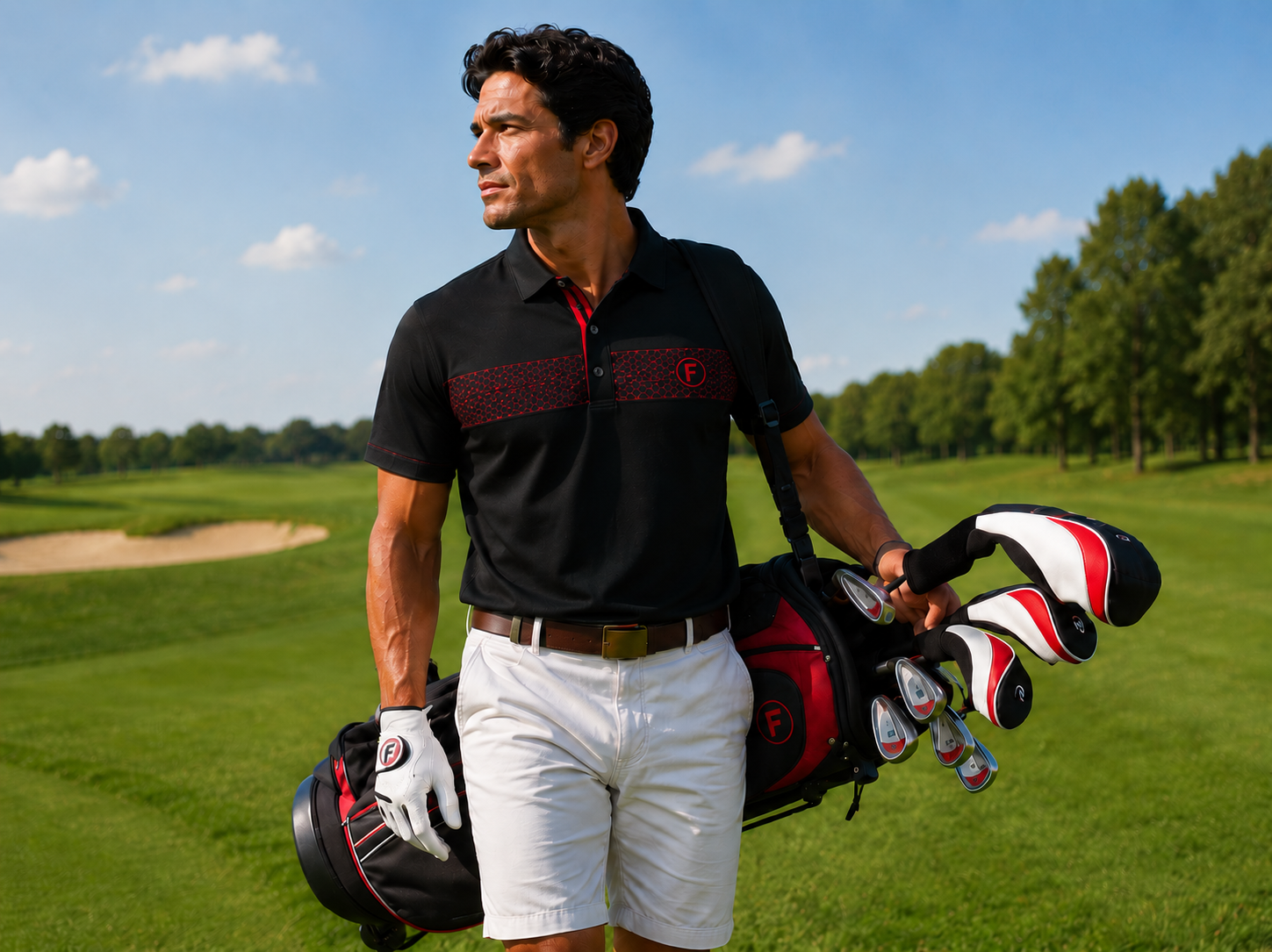Funky Golf Hex Collection Polo — Black