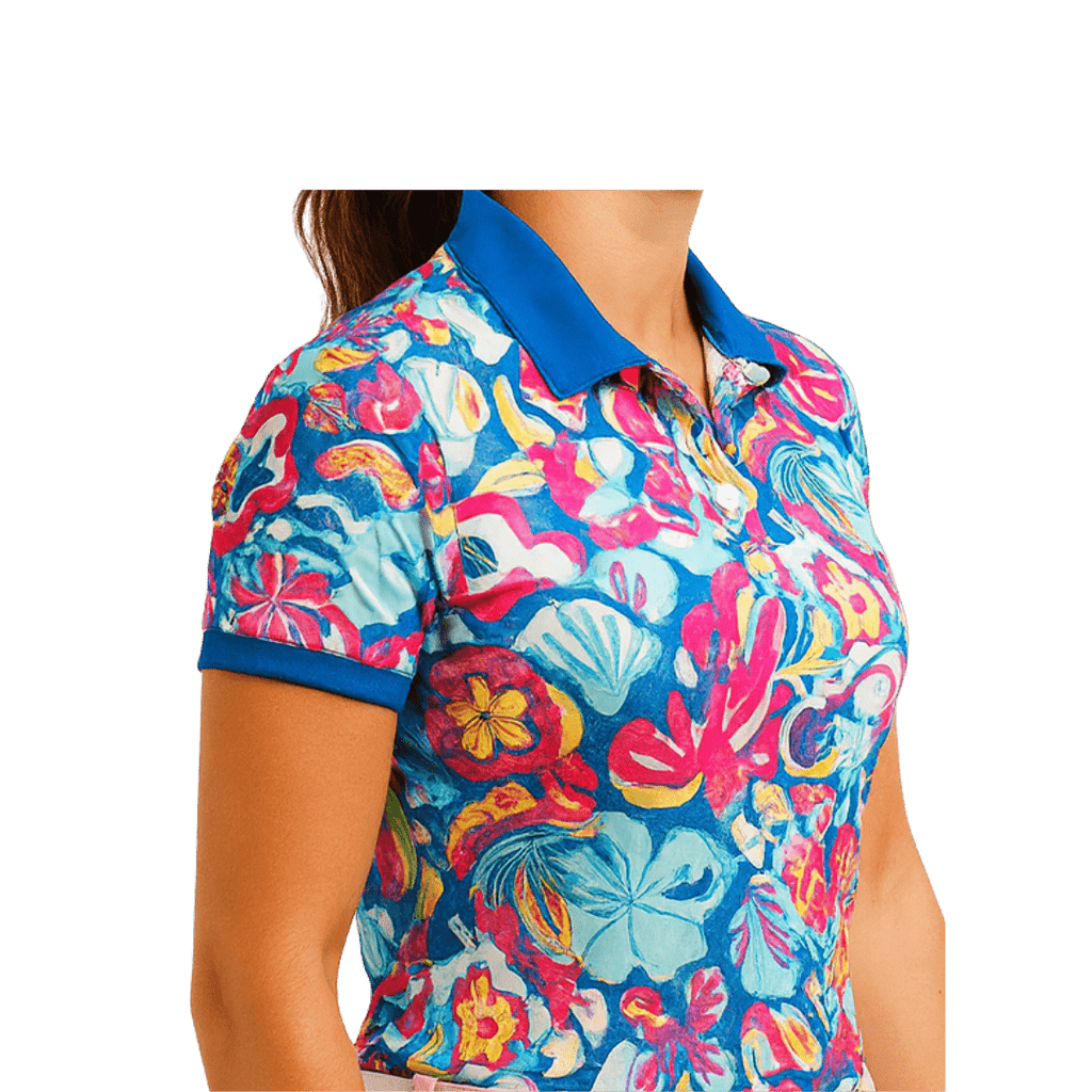 Women Polo ShirtFunky Babe Polo – Tropical Bloom
