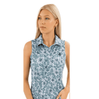 Women Polo ShirtFunky Babe Sleeveless Polo – Misty Floral