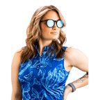 Women Polo ShirtFunky Babe Sleeveless Polo – Sapphire Bloom