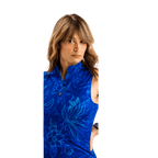 Women Polo ShirtFunky Babe Sleeveless Polo – Sapphire Bloom