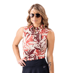 Women Polo ShirtFunky Babes Sleeveless Polo – Sunset Bloom