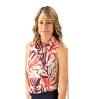 Women Polo ShirtFunky Babes Sleeveless Polo – Sunset Bloom