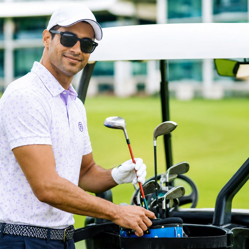 Funky Golf Diamond Polo - White Blue