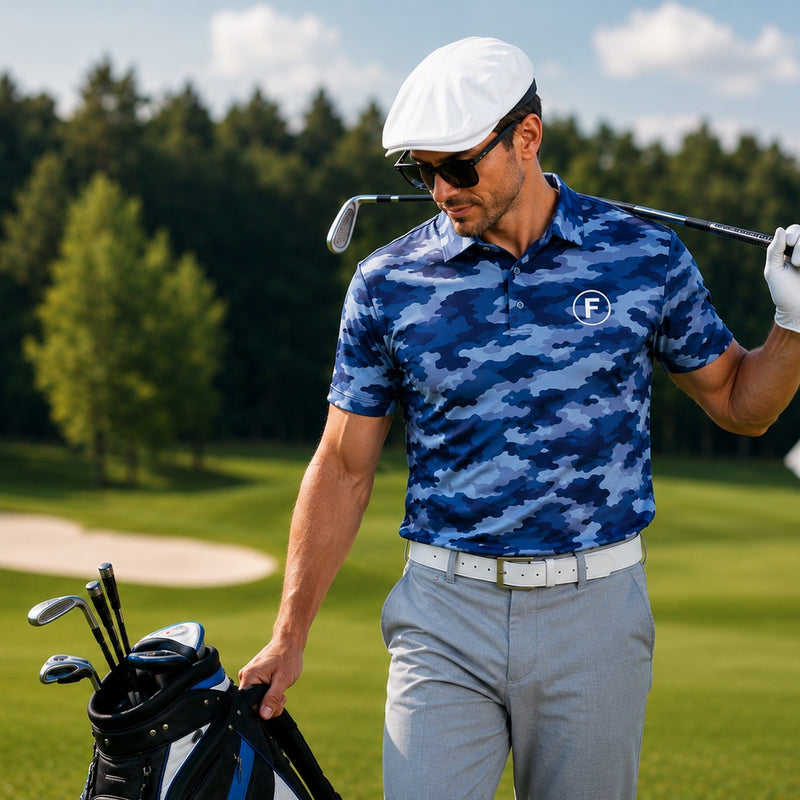 Funky Golf Diamond Polo - White Blue