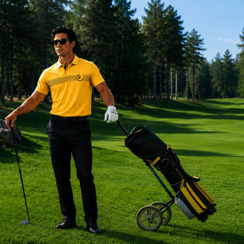 Funky Golf Hex Collection Polo - Black
