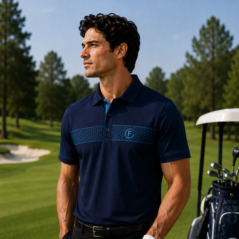 Funky Golf Hex Collection Polo - Navy