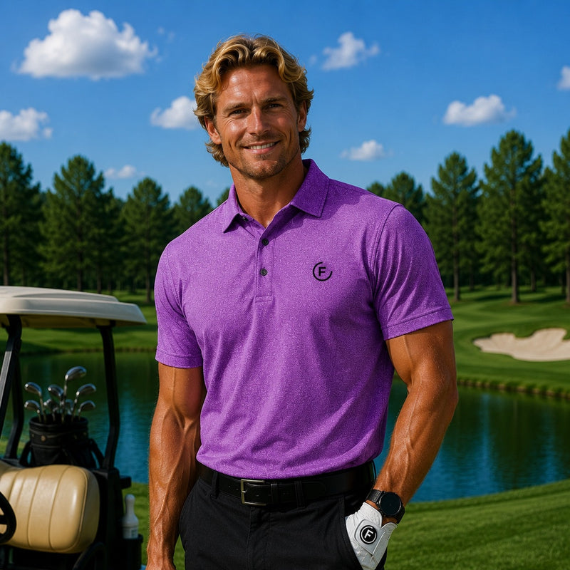 Funky Golf Paisley Elite Polo - Purple