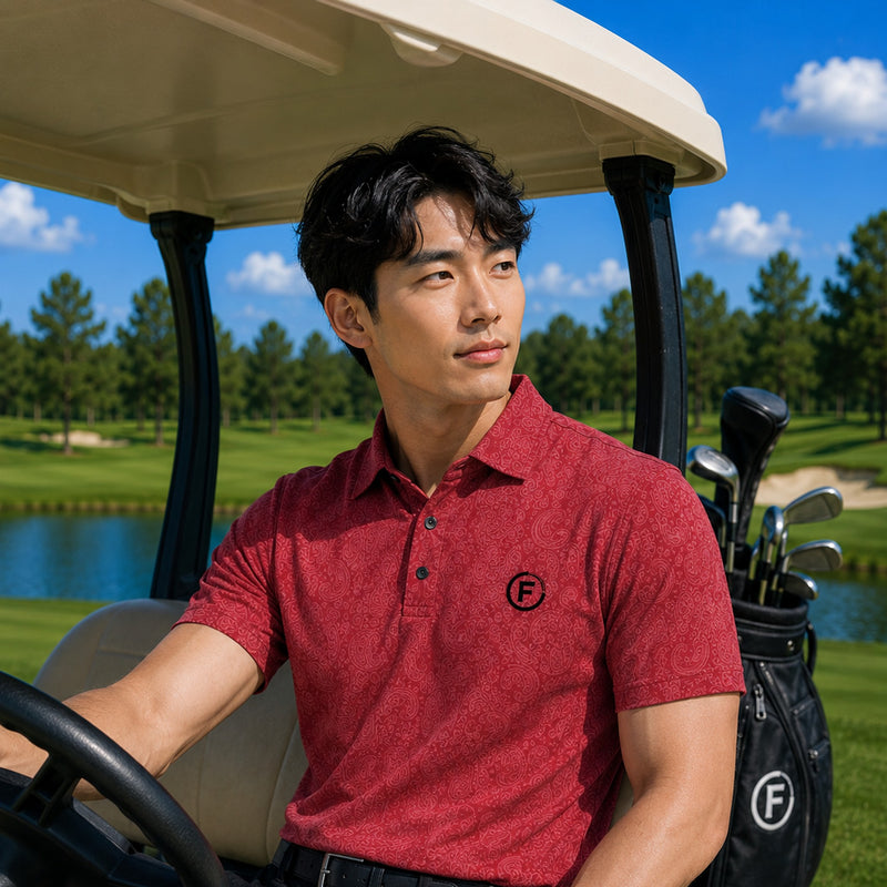 Funky Golf Paisley Elite Polo - Steel