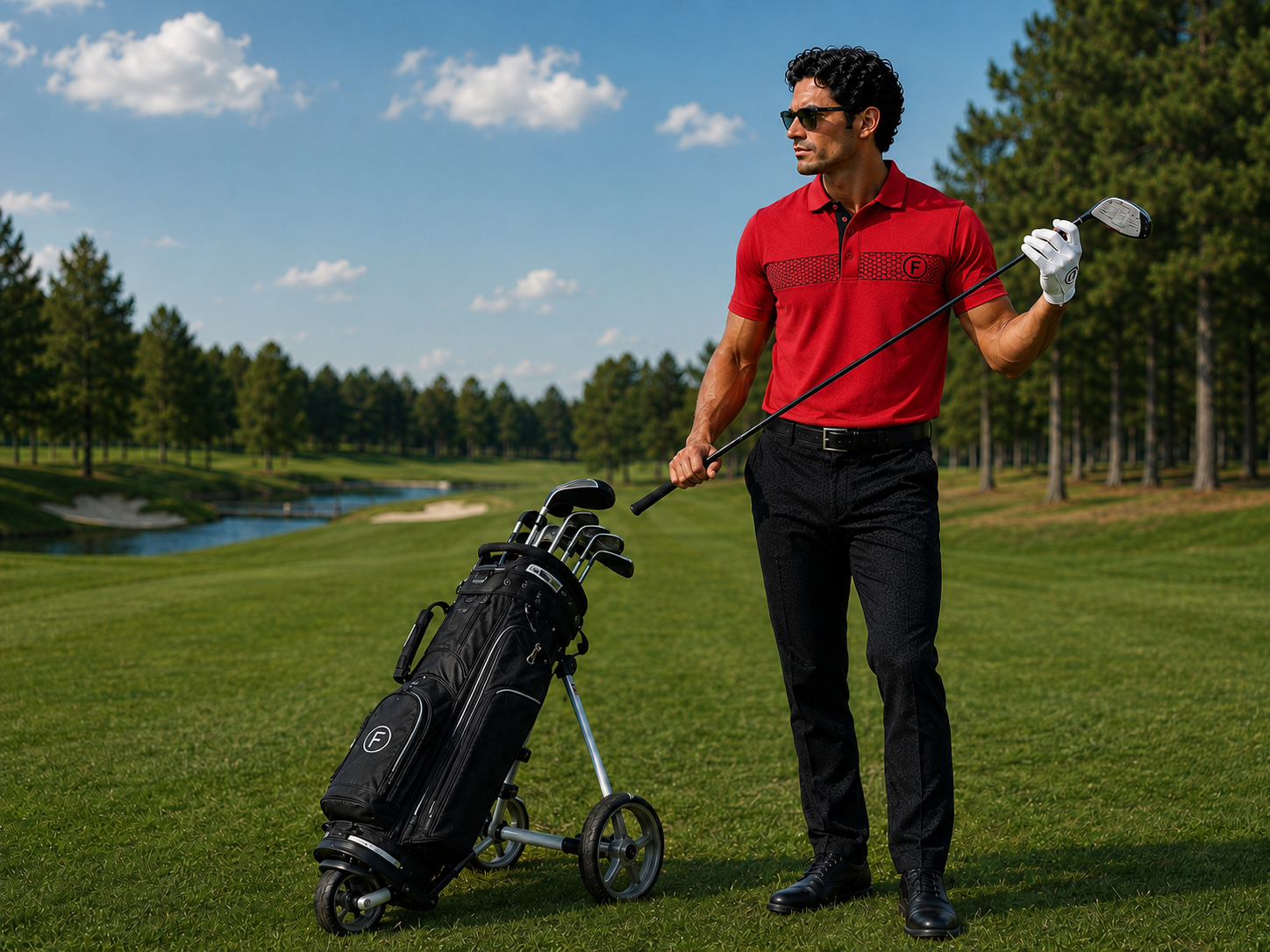 Funky Golf Hex Collection Polo — Black