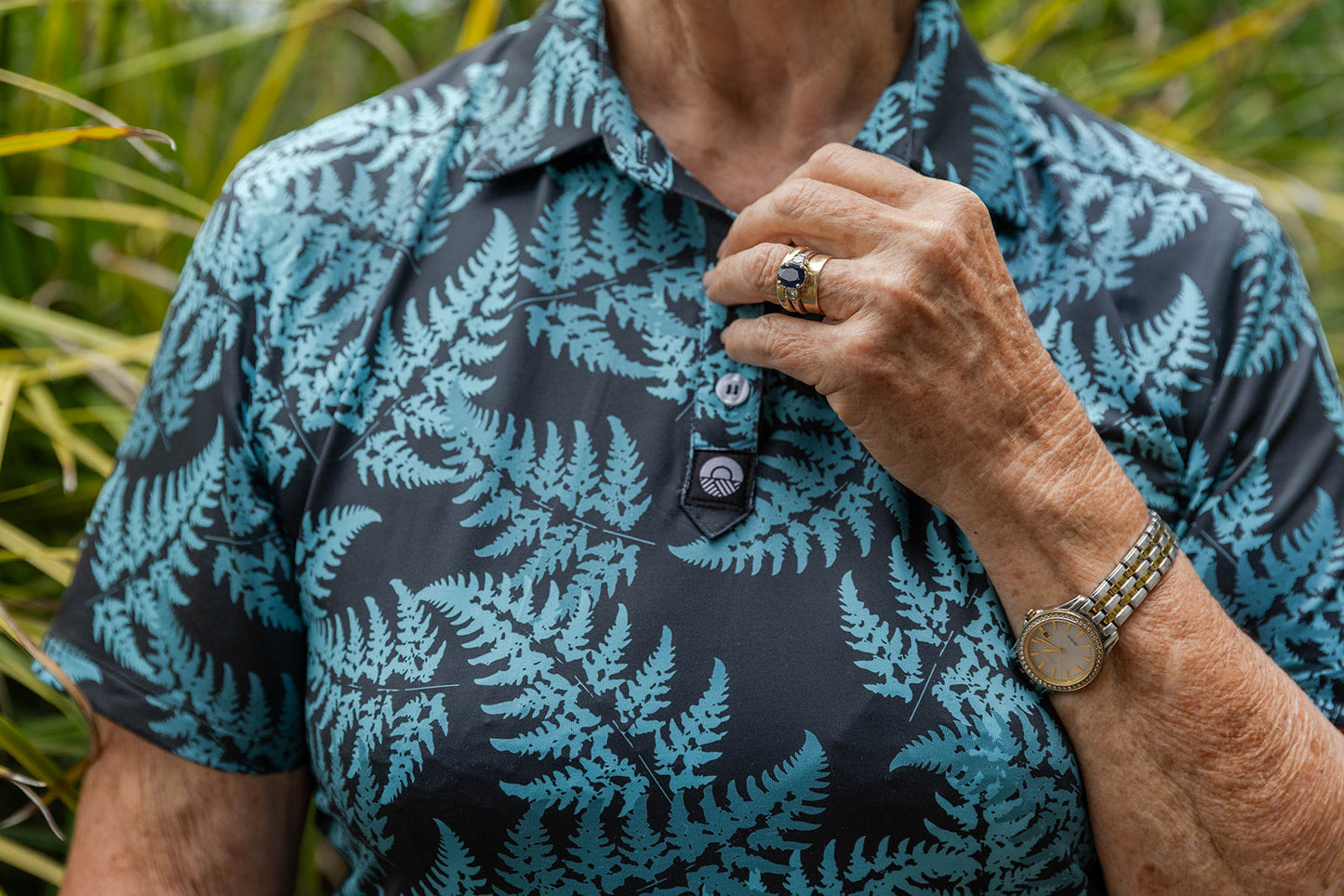 Womens Teal Silver Fern Golf Polo