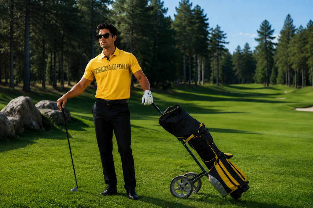 Funky Golf Hex Collection Polo — Black